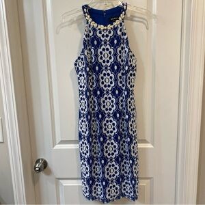 Blue Floral Halter Dress Size 8 by Nine West